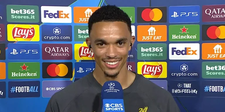 Trent Alexander-Arnold en conférence de presse après la victoire face à l’AC Milan à San Siro.