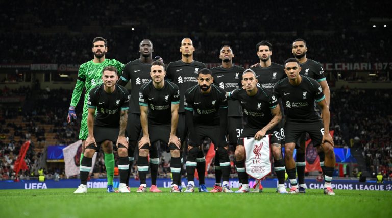 L’équipe de Liverpool lors du match en Ligue des Champions contre l’AC Milan